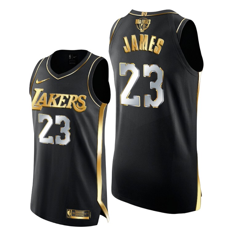 Men's Los Angeles Lakers LeBron James #23 NBA 2020-21 Authentic Golden Limited Edition Finals Black Basketball Jersey YZH7183TH